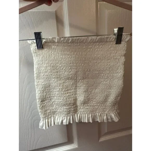 White Ruffle Tube Top - Picture 1 of 2